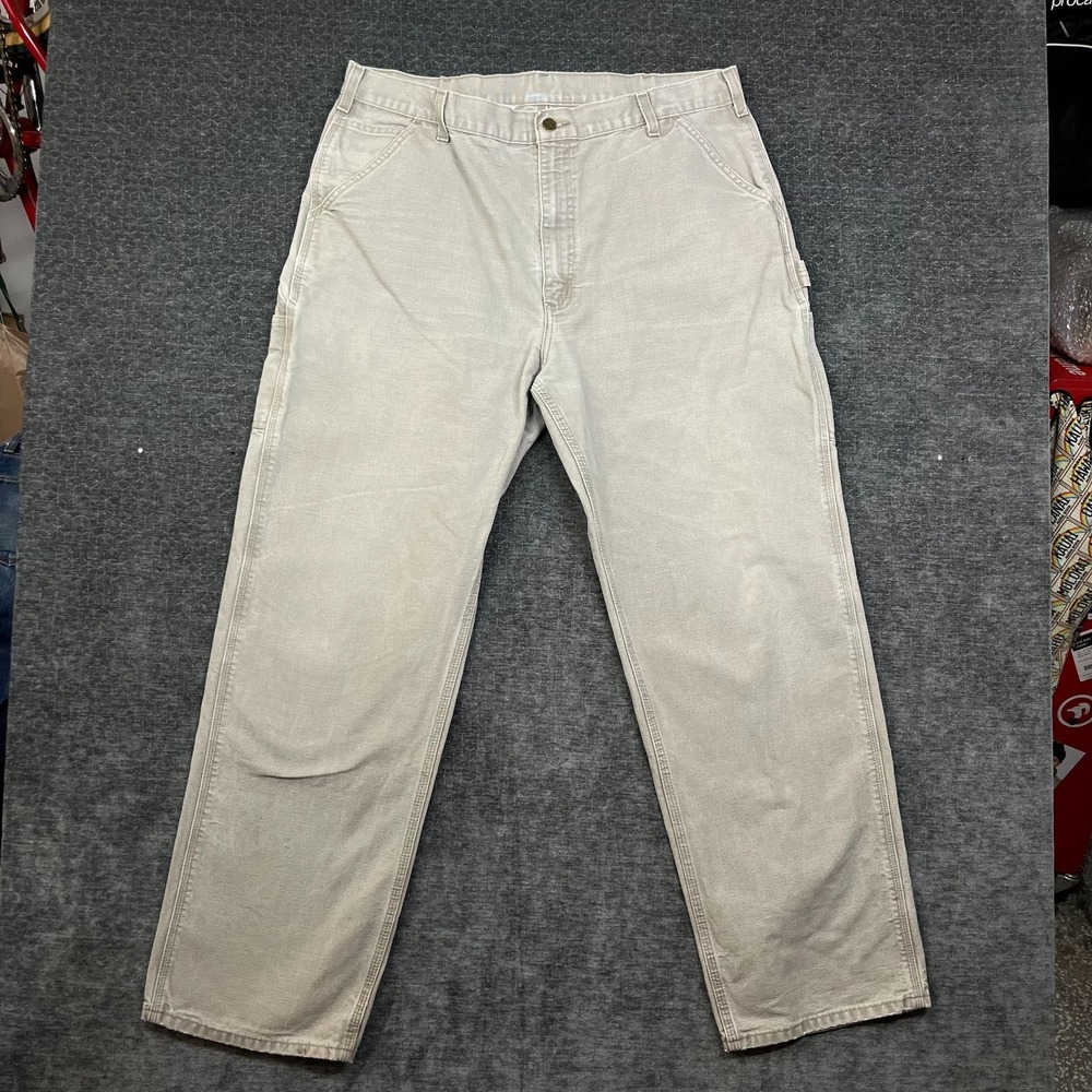 Carhartt B11-DES Dungaree Fit Carpenter Pants Mens Gray Pockets Workwear - 40X34